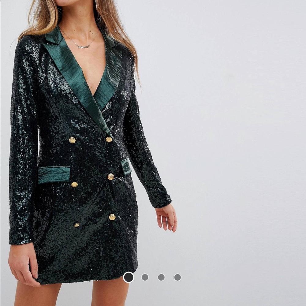 Misguided|Double breasted sequin blazer mini dress